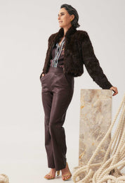 Once Was Joan Genuine Leather Straight Leg Pant - Oxblood