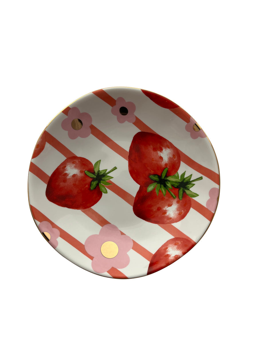 Frutti Bloom Strawberry Trinket Bowl by Carla Dinnage