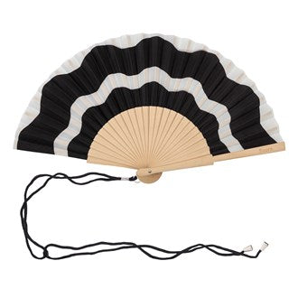 Fisura Hand Fan - Black & White Waves