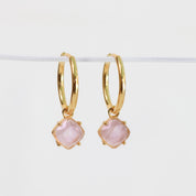 Love Lunamei Aura Earrings in Gold with Rose Quartz