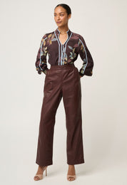 Once Was Asher Contrast Trim Viscose Faille Shirt