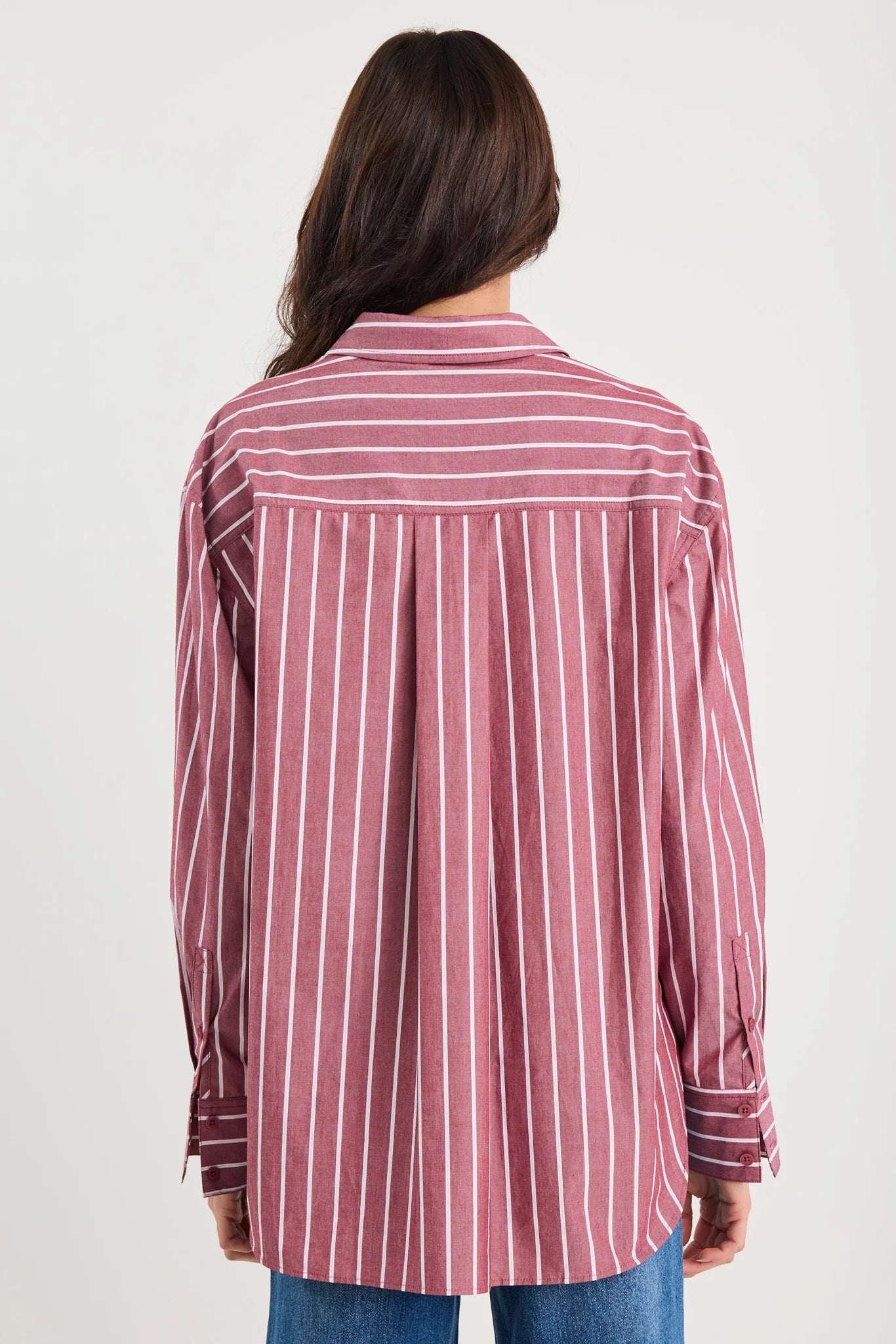 Boyfriend Burgundy Stripe Oversized Shirt