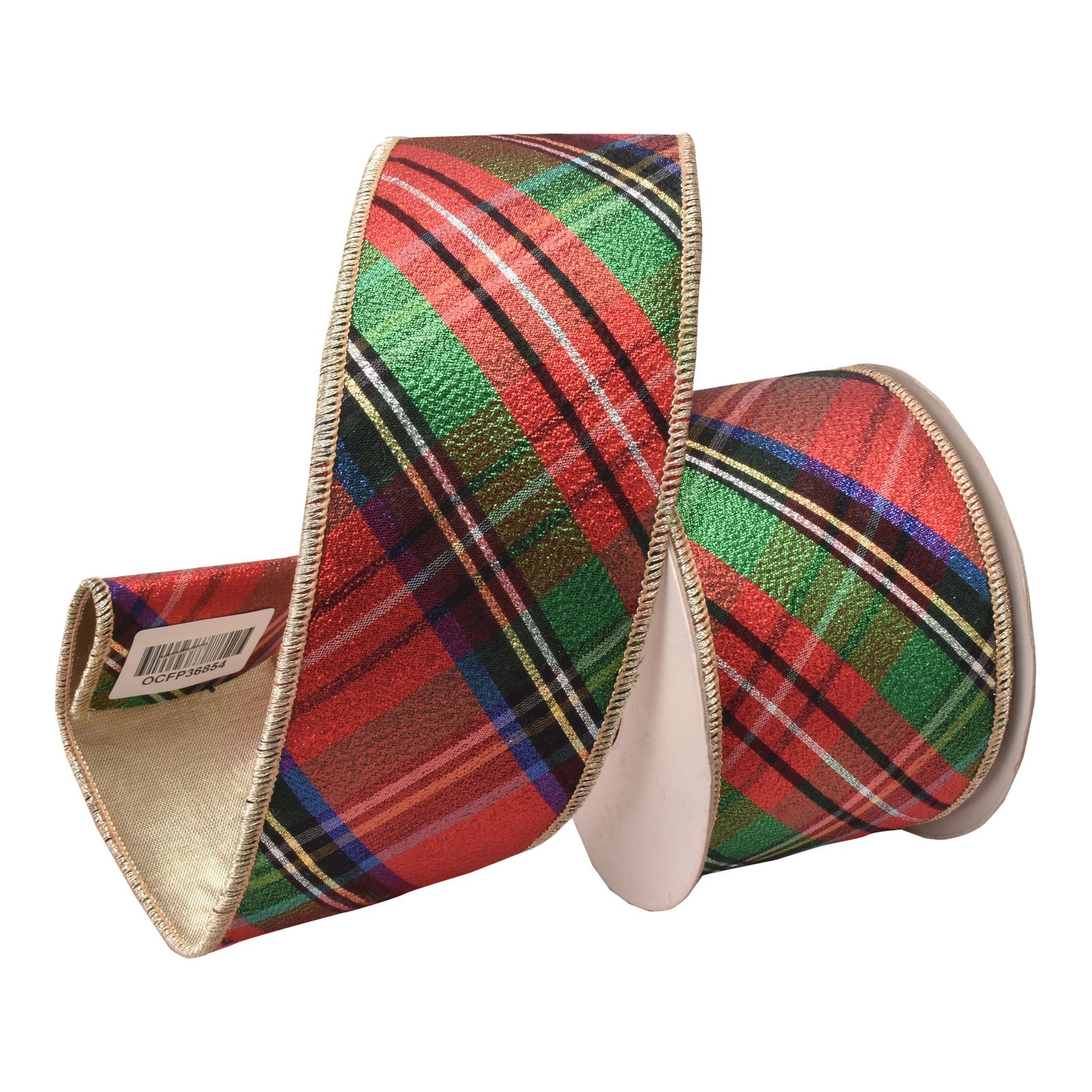 Red & Green Glitter Tartan Ribbon