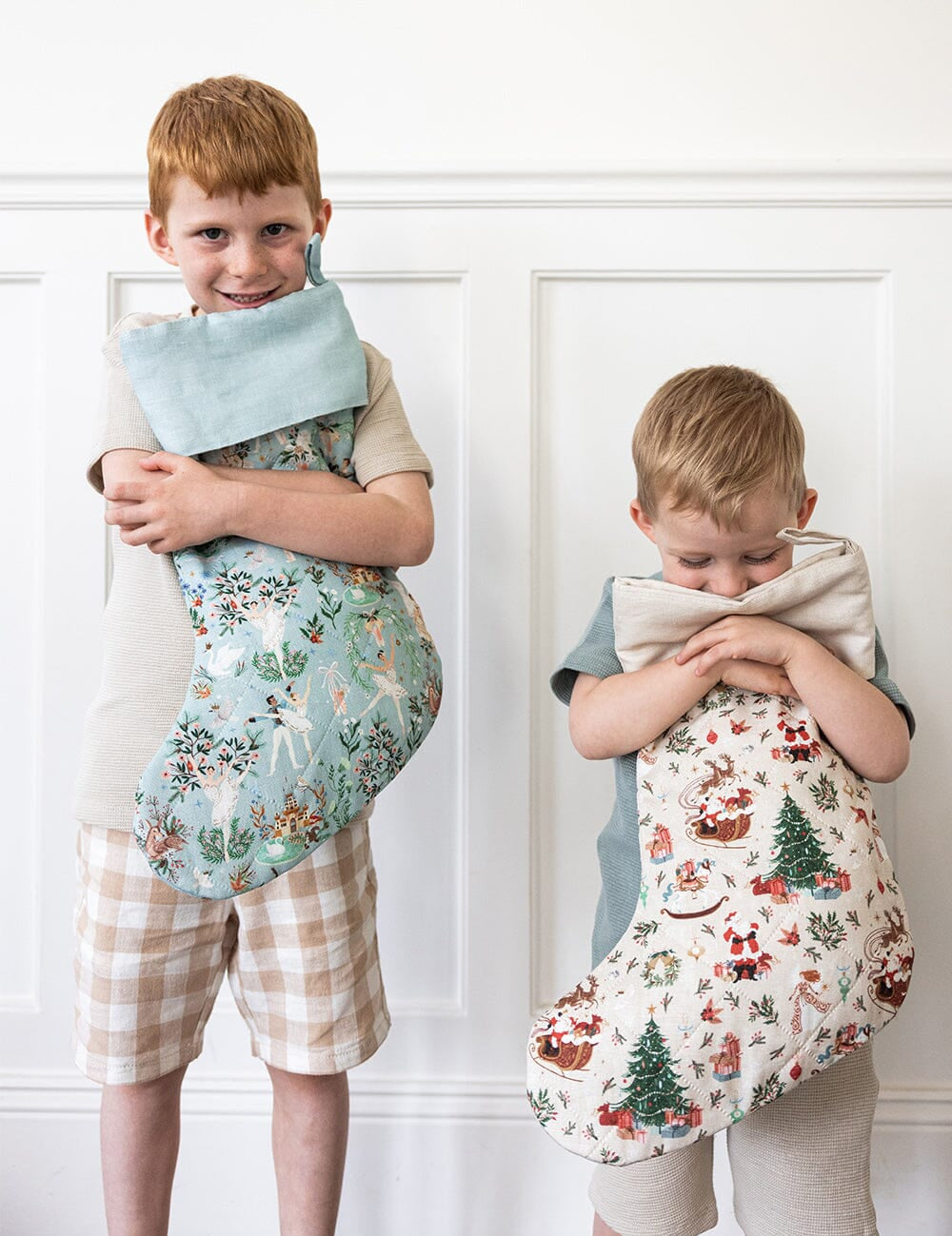 Bespoke Jolly Santa Linen Stocking