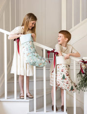 Bespoke Jolly Santa Linen Stocking