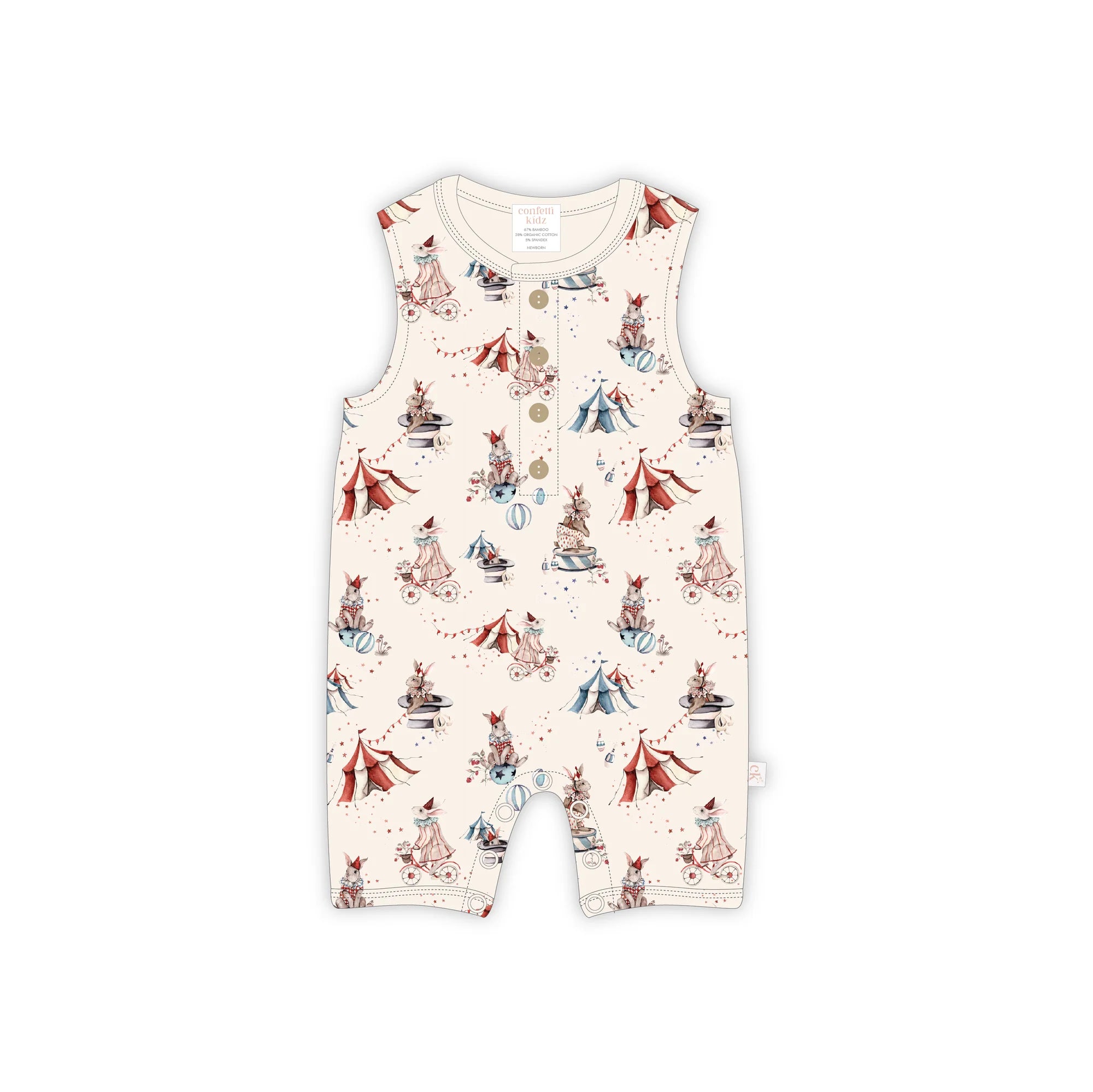 CONFETTI KIDZ Sleeveless Romper Circus Bunnies