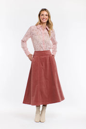Dakota Cord Skirt Tea Rose