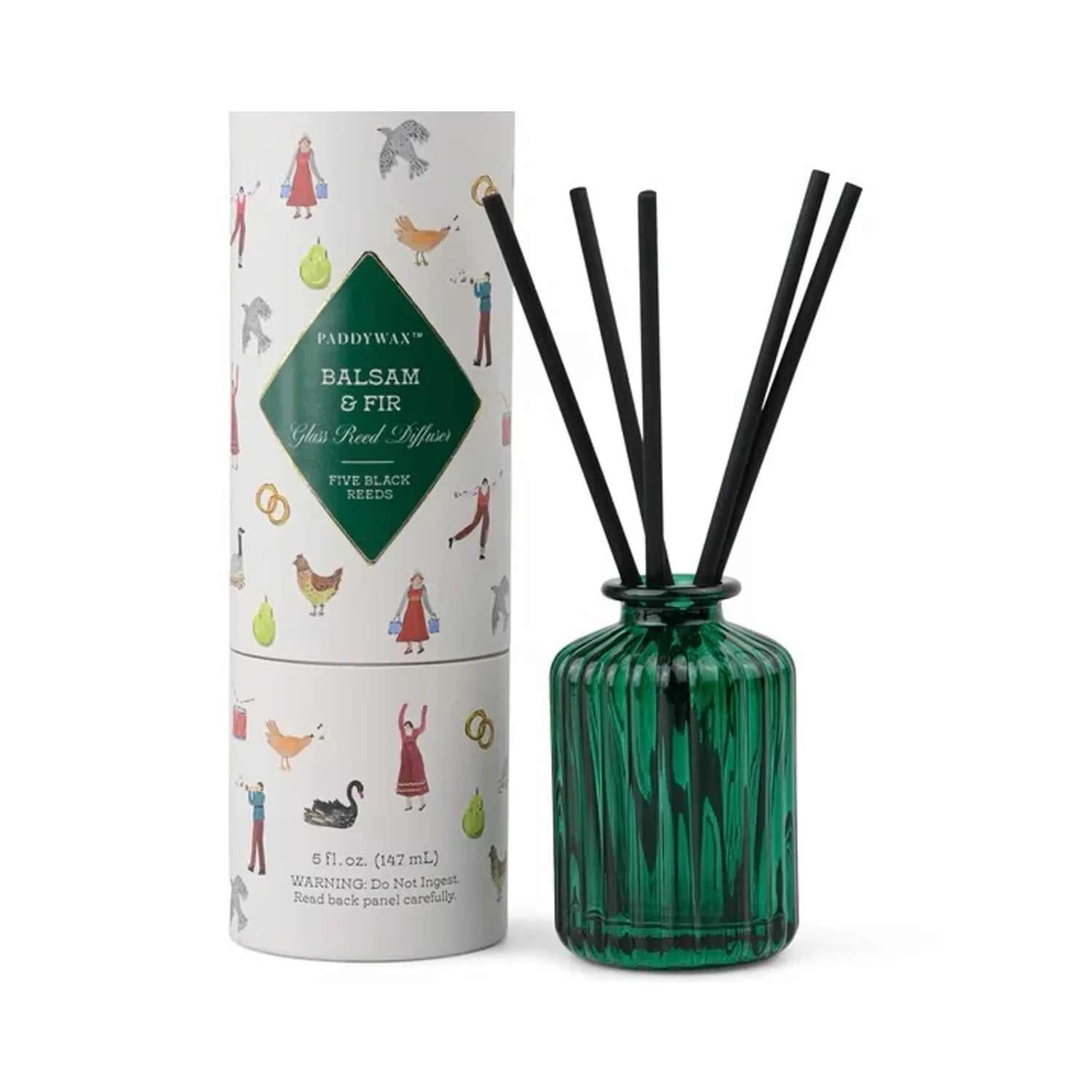 Holiday Ribbed Glass Diffuser - Balsam & Fir