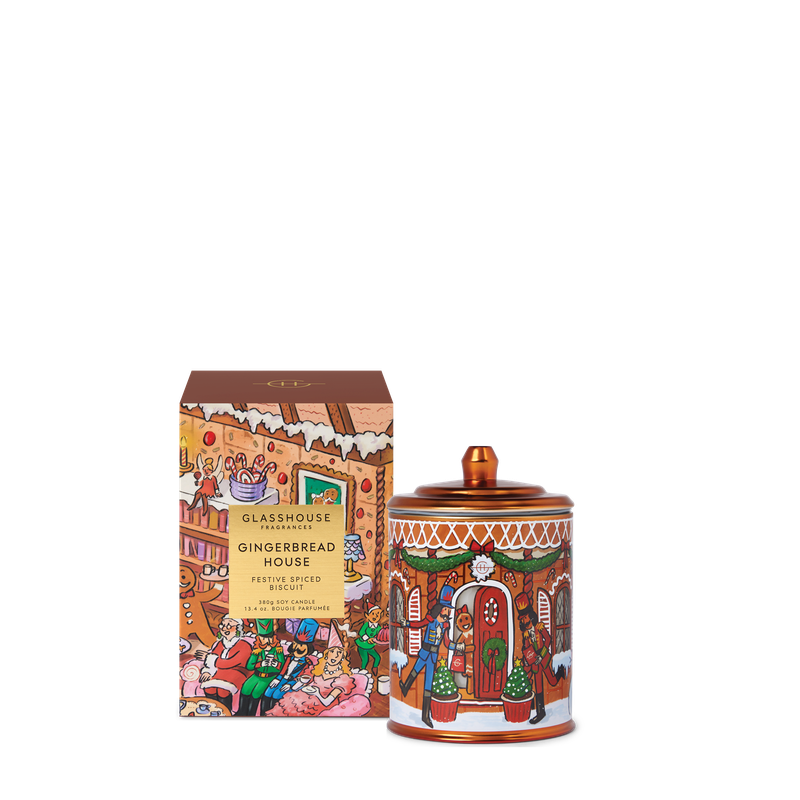 GLASSHOUSE Gingerbread Festive biscuit 380g triple scented soy candle