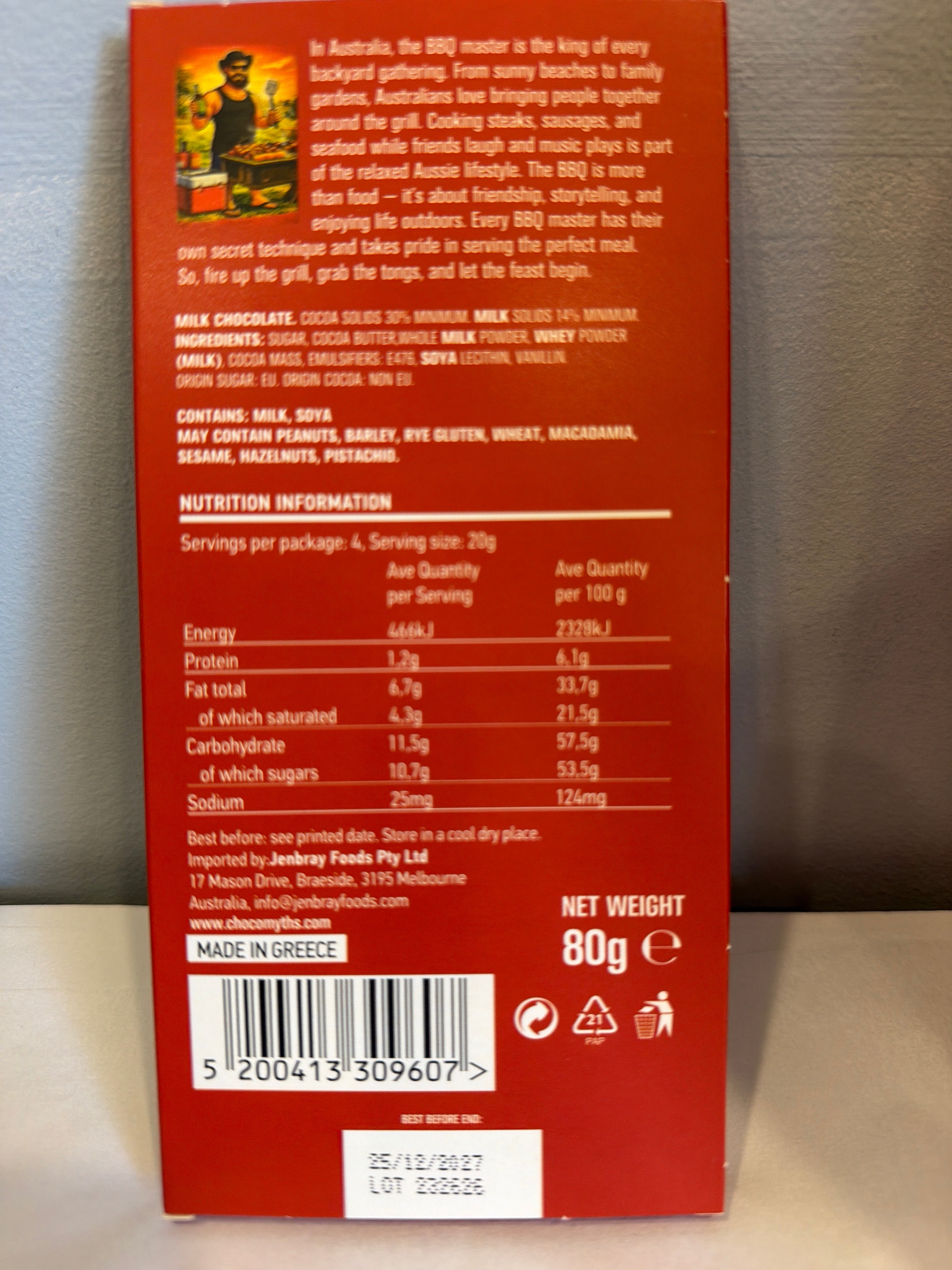 Choco Myths Aussie Legends Milk Chocolate Block - The BBQ Master 80g