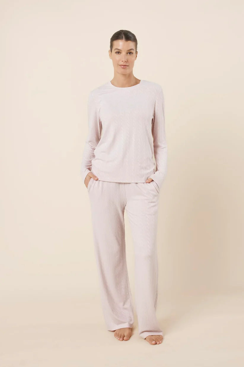 Gingerlilly - Ellie Lightweight Velour Cable Knit Set Pink