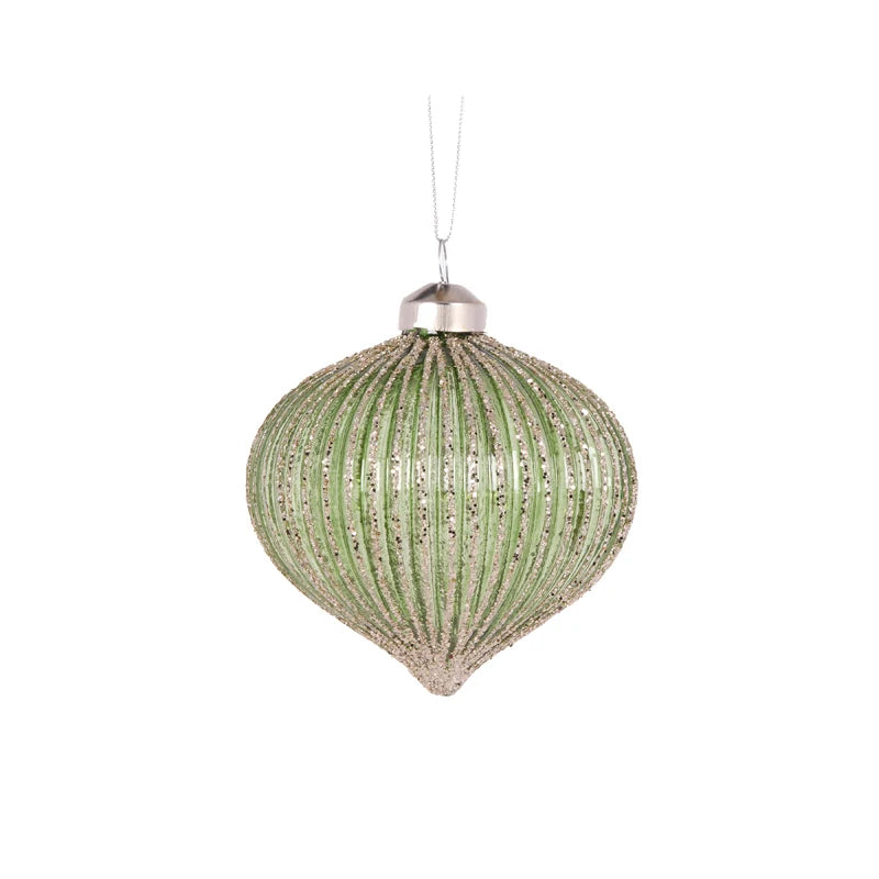 Antique Sage Ribbed Onion Bauble