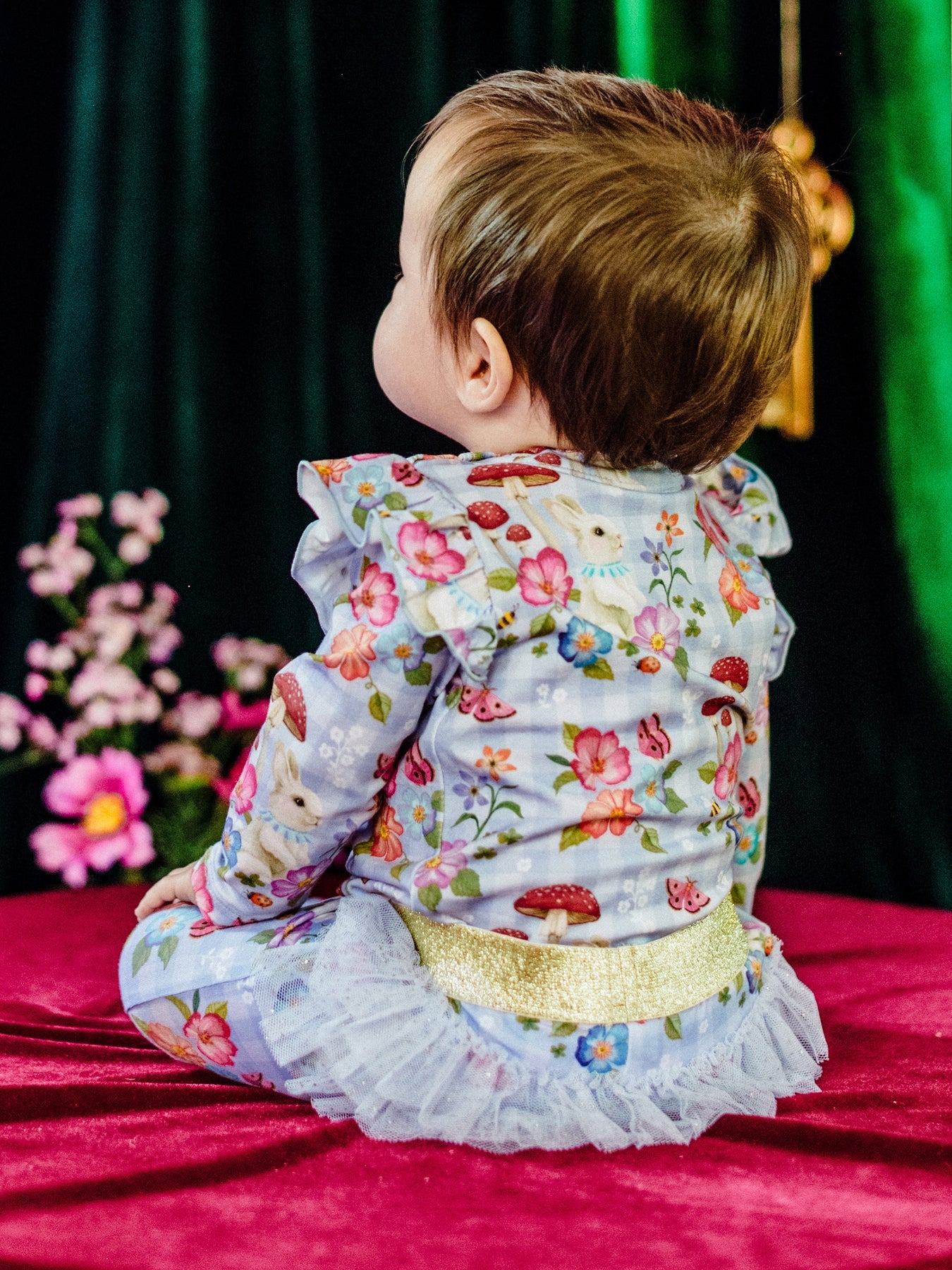 Fleur Harris Fabulous Frilled Legging - Cornflower Check