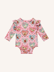 Woodland Love Frill Bodysuit - Peach