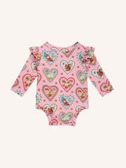 Woodland Love Frill Bodysuit - Peach