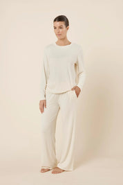 Gingerlilly - Ellie Lightweight Velour Cable Knit Set Cream