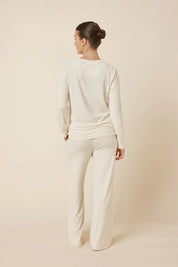 Gingerlilly - Ellie Lightweight Velour Cable Knit Set Cream