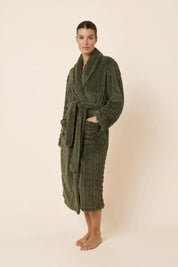 Gingerlilly Gabriella Plush Long Robe Olive