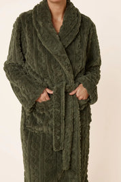Gingerlilly Gabriella Plush Long Robe Olive