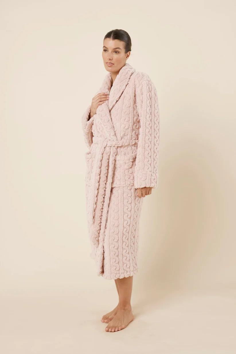 Gingerlilly Gabriella Plush Long Robe - Pink
