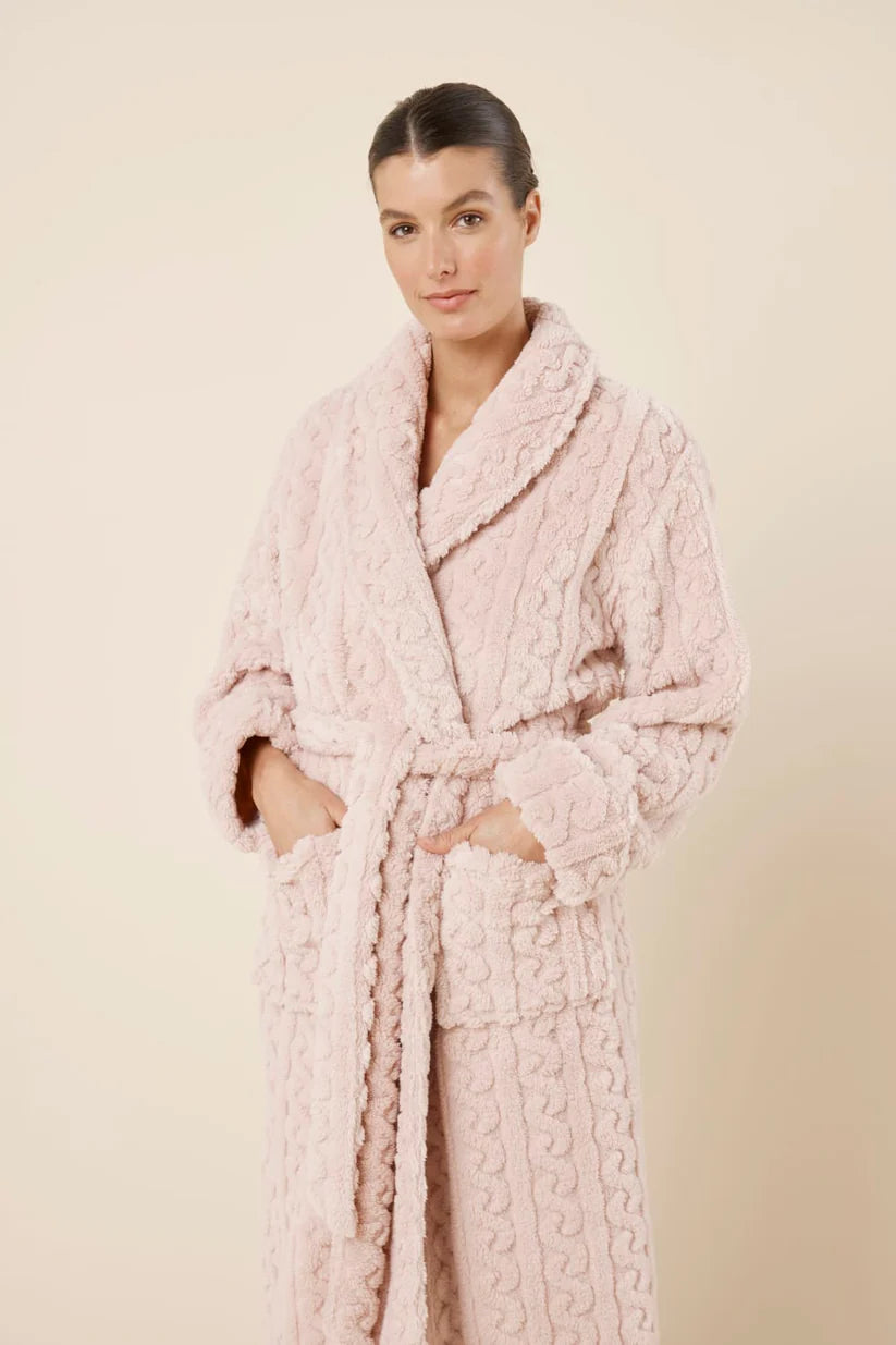 Gingerlilly Gabriella Plush Long Robe - Pink