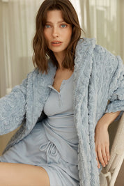 Gingerlilly Gabriella Plush Long Robe - Blue