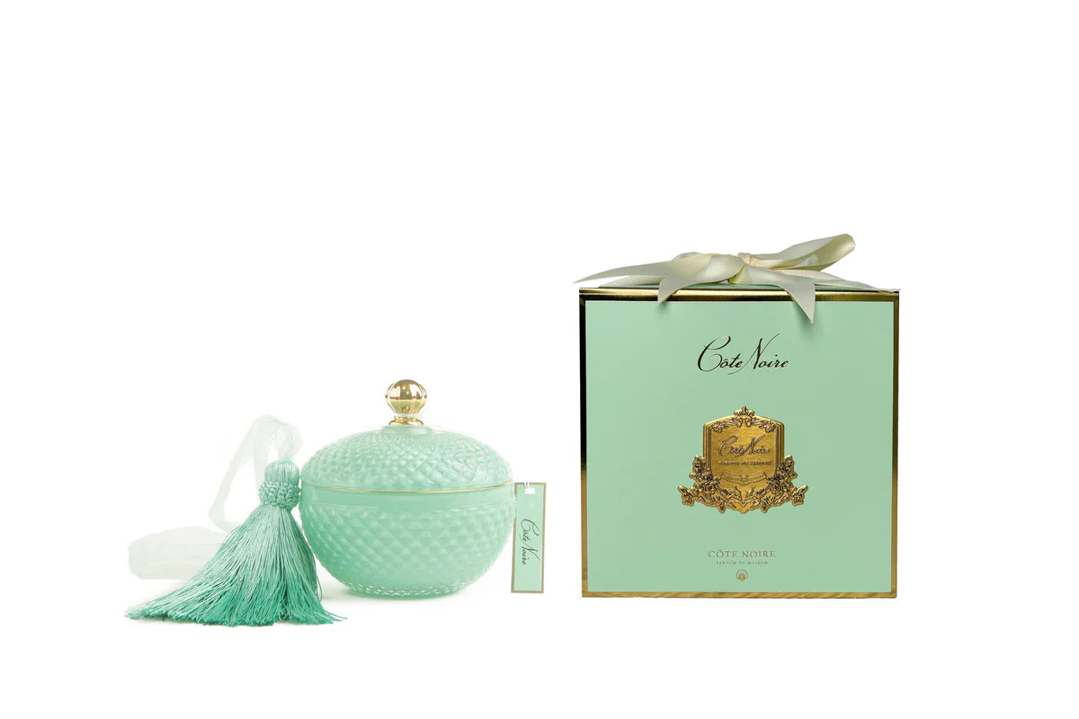 COTE NOIRE Art Deco Candle in Blue - Persian Lime