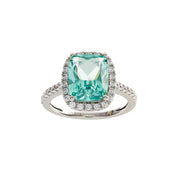 SYBELLA Ainsley light green and clear cushion cut ring