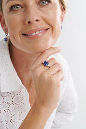 SYBELLA Bebelle Tanzanite colour & clear cz earrings