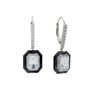 SYBELLA Bridget Black enamel, rhodium & clear cz earrings