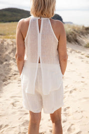 EADIE Ava Linen Top - Off White