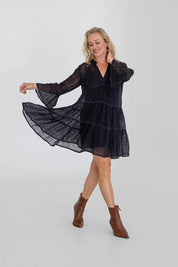 EADIE Como Linen Dress Midnight