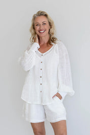 EADIE Mika Linen Off White Blouse