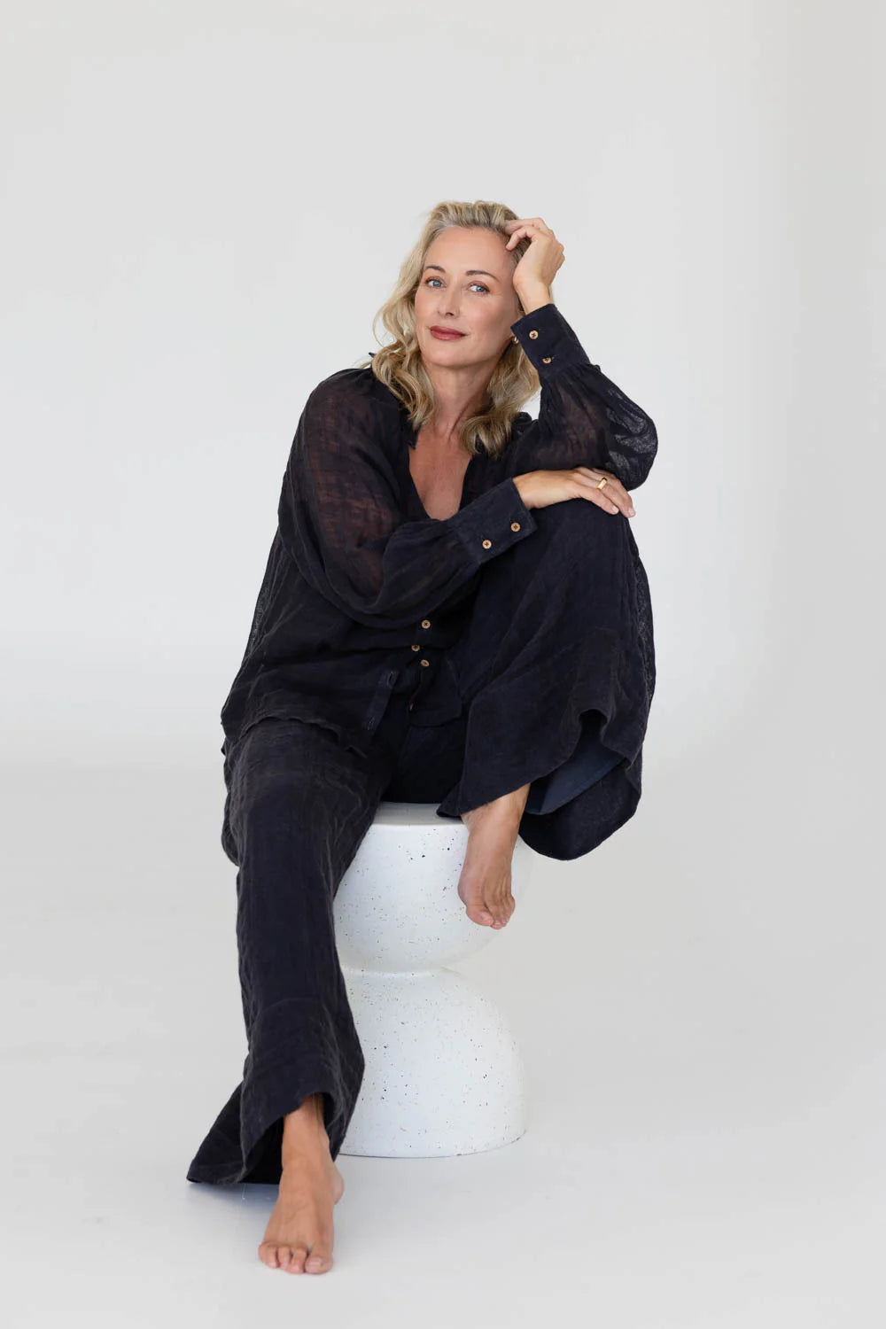 EADIE Arana Linen Pants Midnight