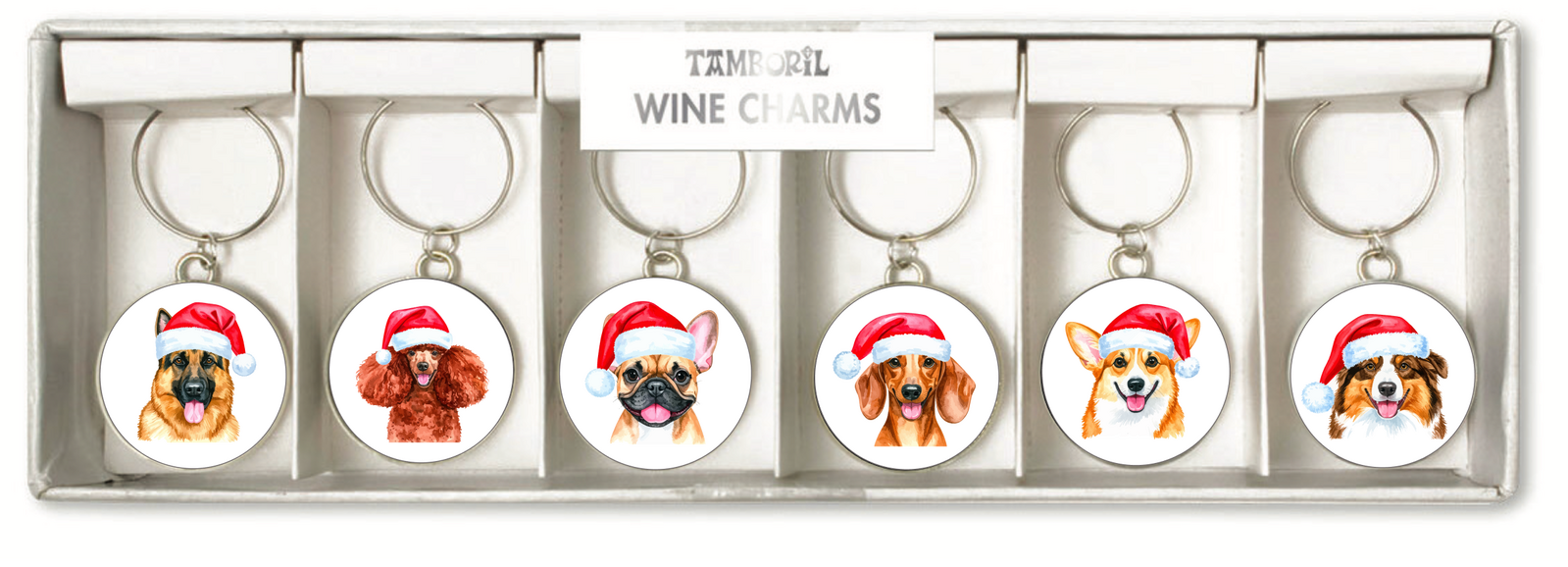 Wine Charm Dogs of Christmas set of 6