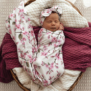 SNUGGLE HUNNY Cherry Blossom Organic Jersey Wrap and Topknot