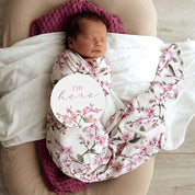 SNUGGLE HUNNY Cherry Blossom Organic Jersey Wrap and Topknot
