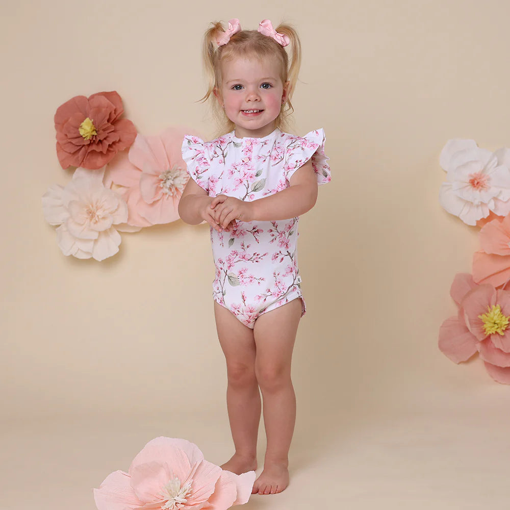 SNUGGLE HUNNY Cherry Blossom Organic Short Sleeve Bodysuit