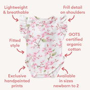 SNUGGLE HUNNY Cherry Blossom Organic Short Sleeve Bodysuit