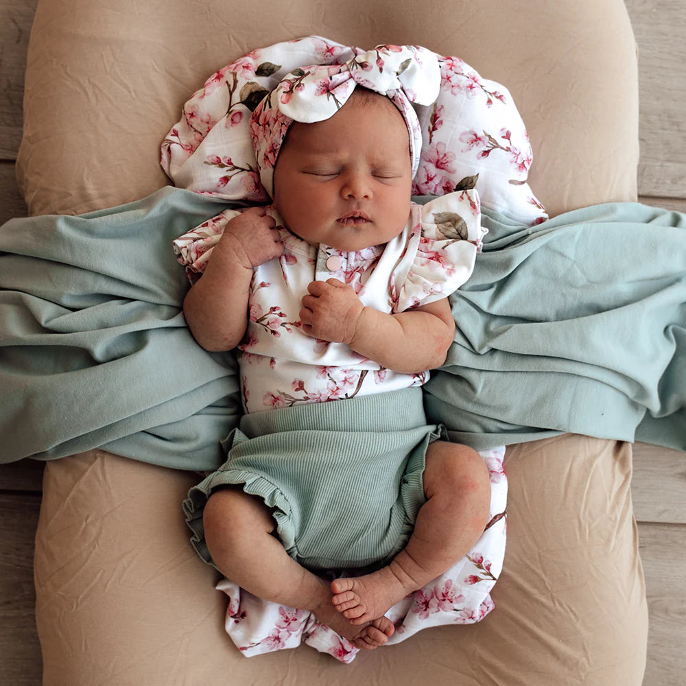 SNUGGLE HUNNY Cherry Blossom Organic Short Sleeve Bodysuit