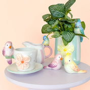 URBAN PRODUCTS Perdy Parrot Tea Cup and Saucer Pink & Peach