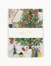 BESPOKE LETTERPRESS The Xmas Village Tea Towel