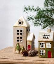 FRENCH COUNTRY Alsace Tea Light House Christmas Green