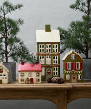 FRENCH COUNTRY Alsace Tea Light Grande Chalet Christmas - Green