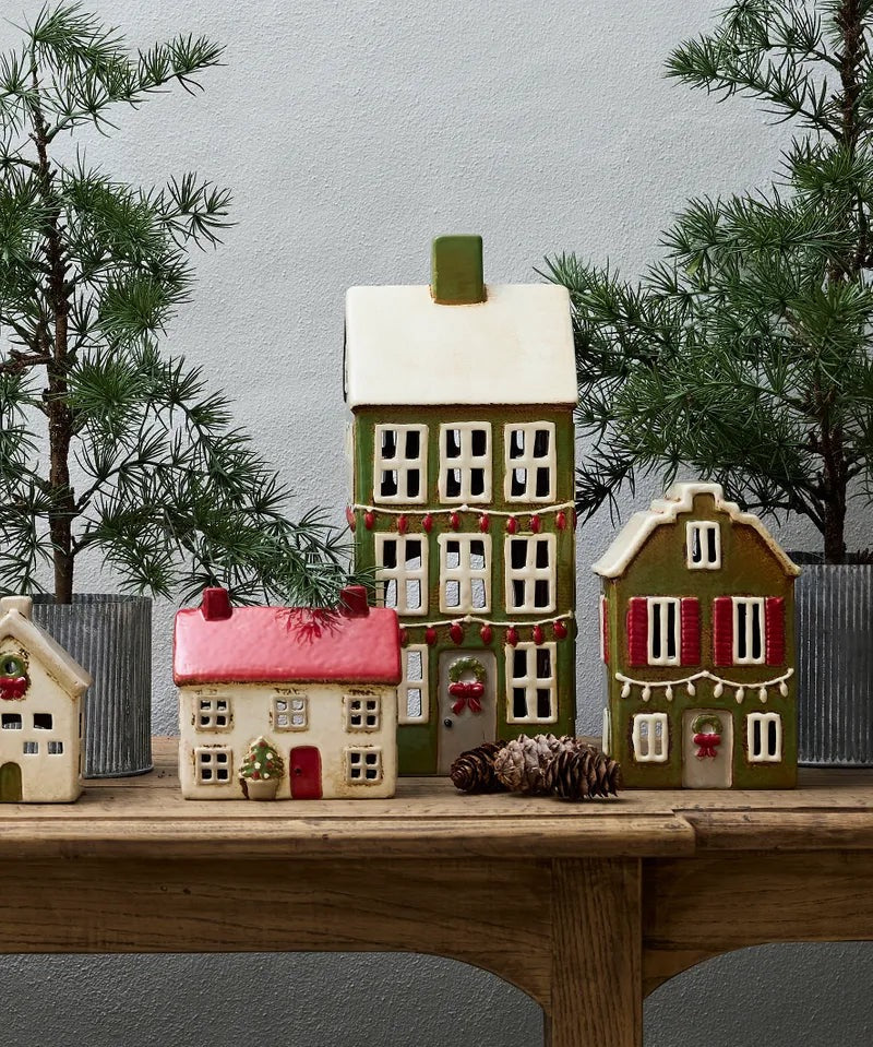 FRENCH COUNTRY Alsace Tea Light Grande Chalet Christmas - Green