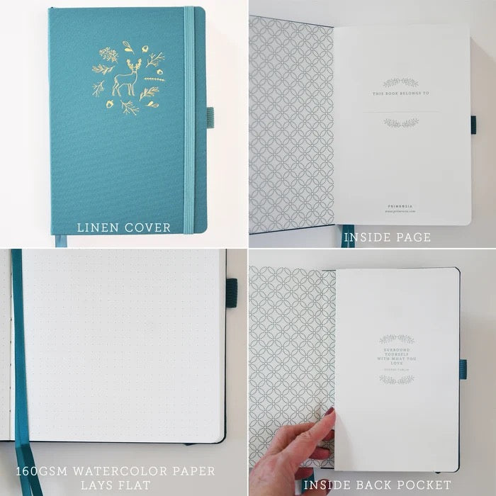 Primrosia Jungle green  – Watercolor Dot Grid A5 Journal (Copy)