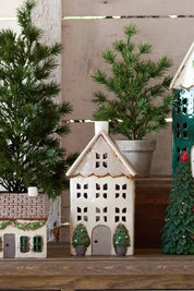 FRENCH COUNTRY Christmas Tea Light House Stone with Pots Medium