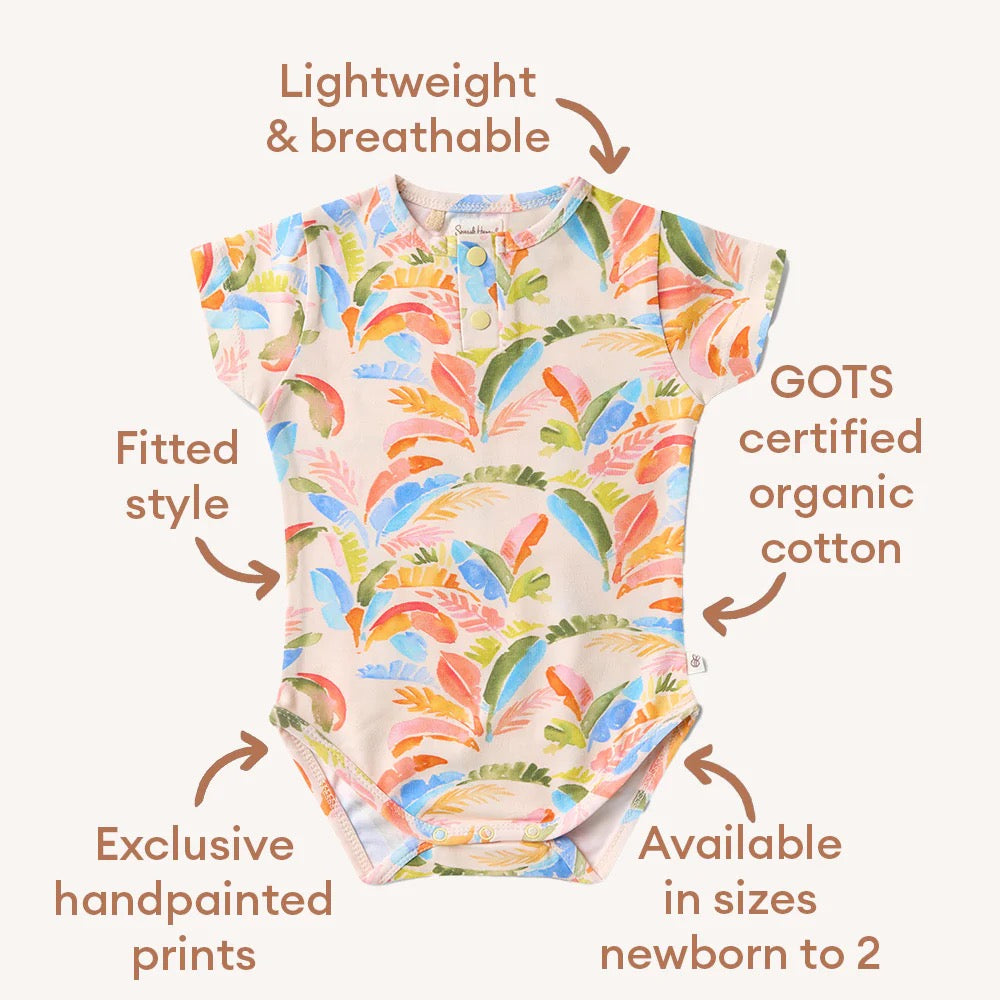 SNUGGLE HUNNY Summer Palm Short Sleeve Organic Bodysuit