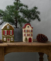 FRENCH COUNTRY Alsace Tea Light House Christmas with Shutters - Green