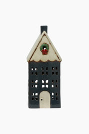 FRENCH COUNTRY Christmas Tea Light House Blue with Wreath